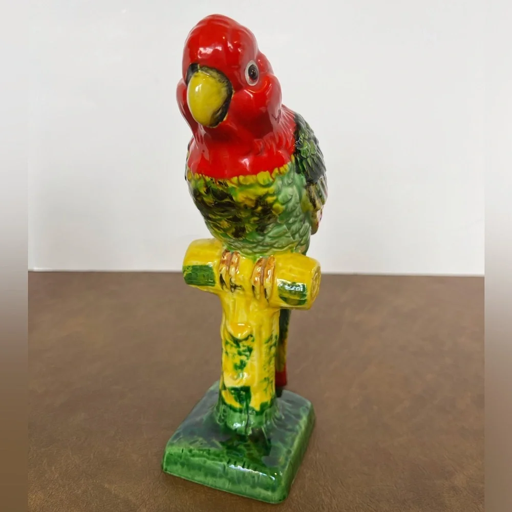 Vintage Retro Rainforest Ceramic Parrot Planter